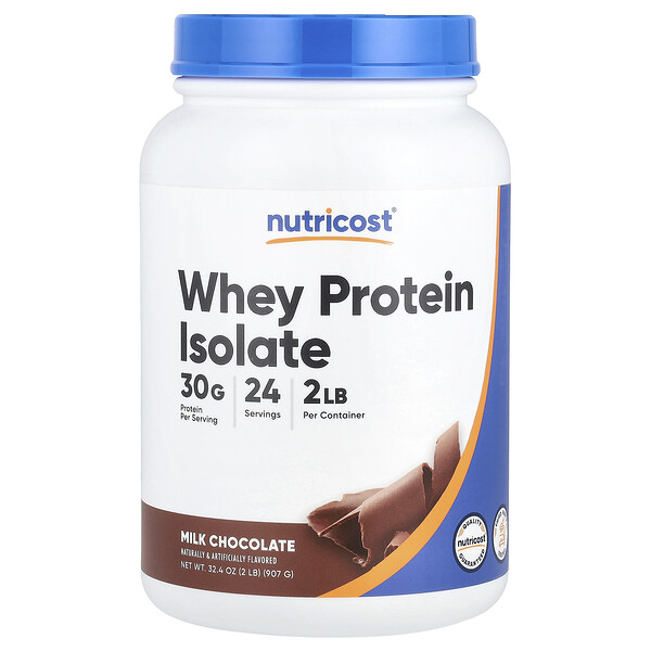 Whey Protein Isolate, Milk Chocolate, 2 lb (Фунты) (907 g) Nutricost