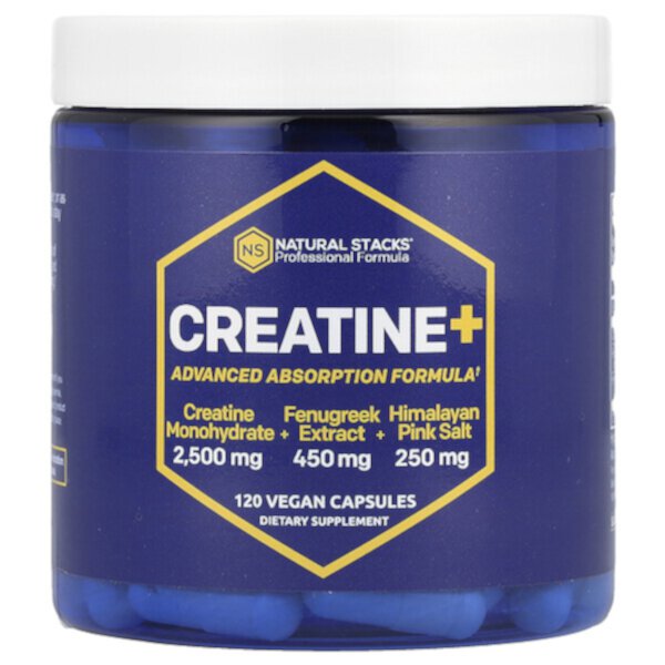 Creatine+, 120 Vegan Capsules (Веганские капсулы) Natural Stacks