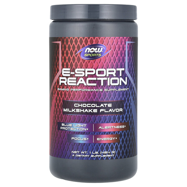 Sports, E-Sport Reaction, Chocolate Milkshake, 1 lb (Фунты) (454 g) NOW Foods