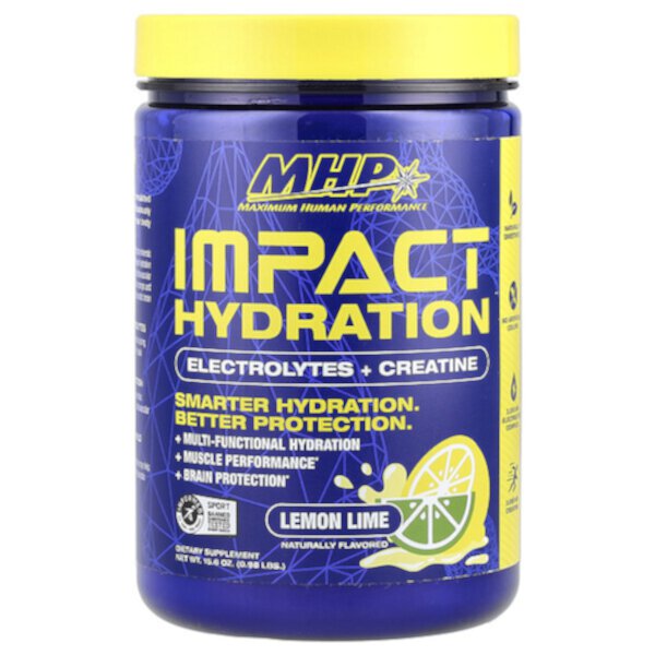 Impact Hydration, Electrolytes + Creatine, Lemon Lime, 0.98 lbs (15.6 oz (Унции)) MHP