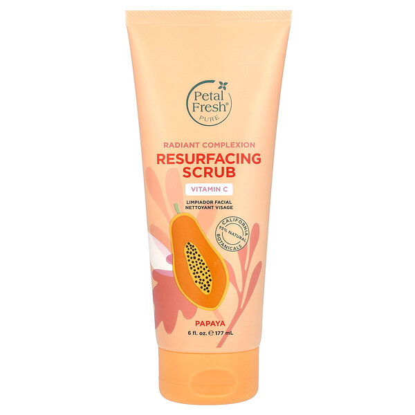 Pure, Radiant Complexion Resurfacing Scrub, Papaya, 6 fl oz (Жидкие унции) (177 ml) Petal Fresh