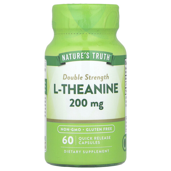 L-Theanine, Double Strength, 200 mg, 60 Quick Release Capsules (Капсулы быстрого высвобождения) Nature's Truth