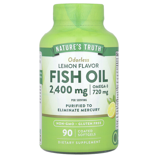 Fish Oil, Lemon, 90 Coated Softgels (Мягкие капсулы) Nature's Truth