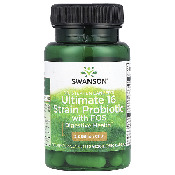 Dr. Stephen Langer's Ultimate 16 Strain Probiotic with FOS, 30 Veggie EMBO Caps® AP Swanson