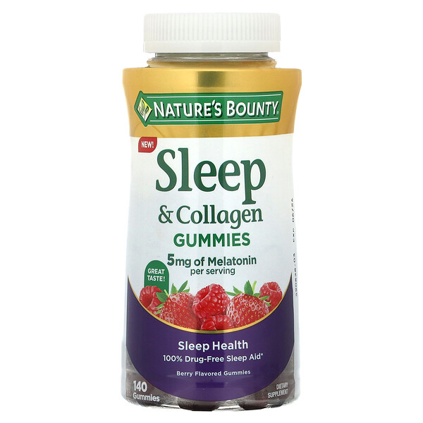 Sleep & Collagen Gummies (Жевательные конфеты), Berry, 5 mg, 140 Gummies (2.5 mg per Gummy) Nature's Bounty