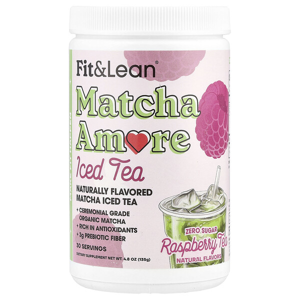 Органический матча с малиновым вкусом Matcha Amore, 135 г, без сахара Fit & Lean