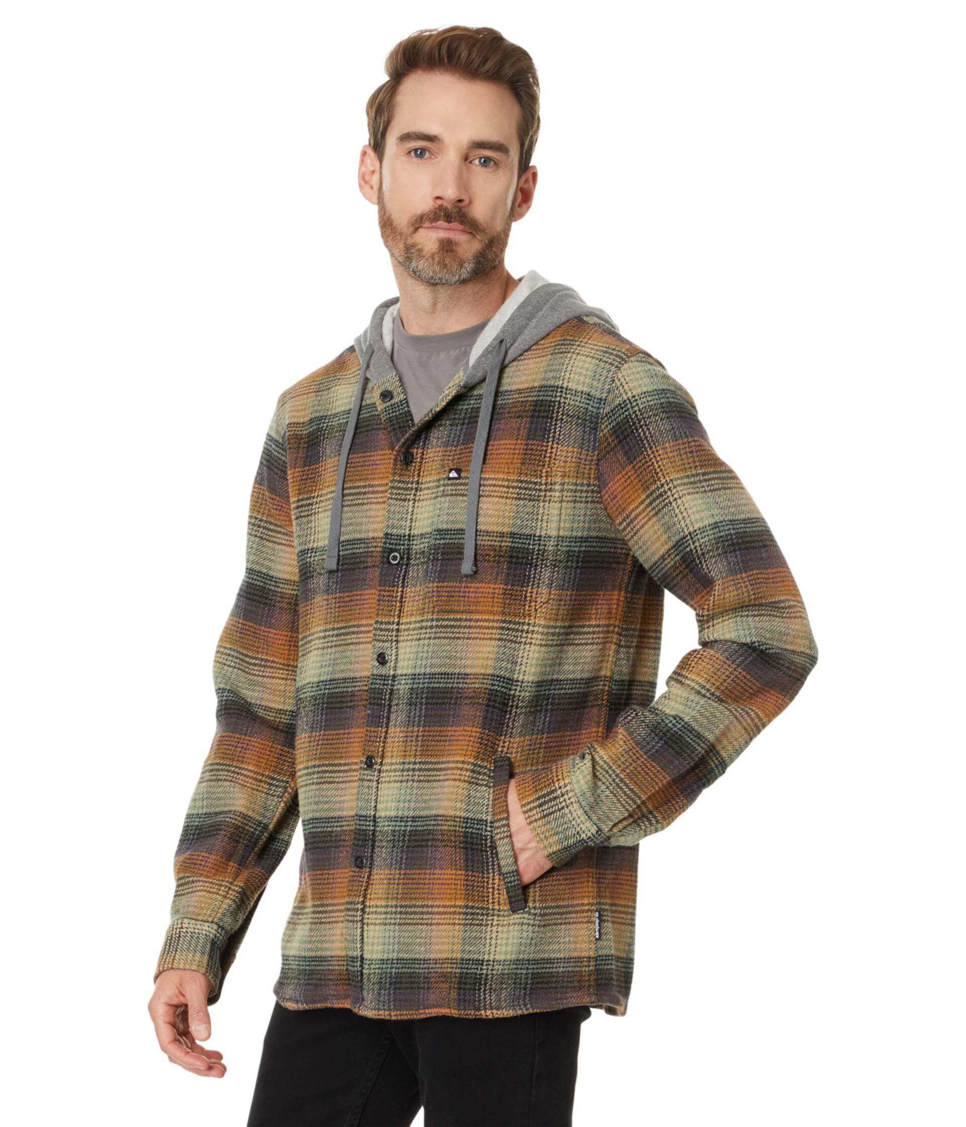 Мужская Повседневная рубашка Quiksilver Sandbar Hooded Long Sleeve Flannel Woven Quiksilver