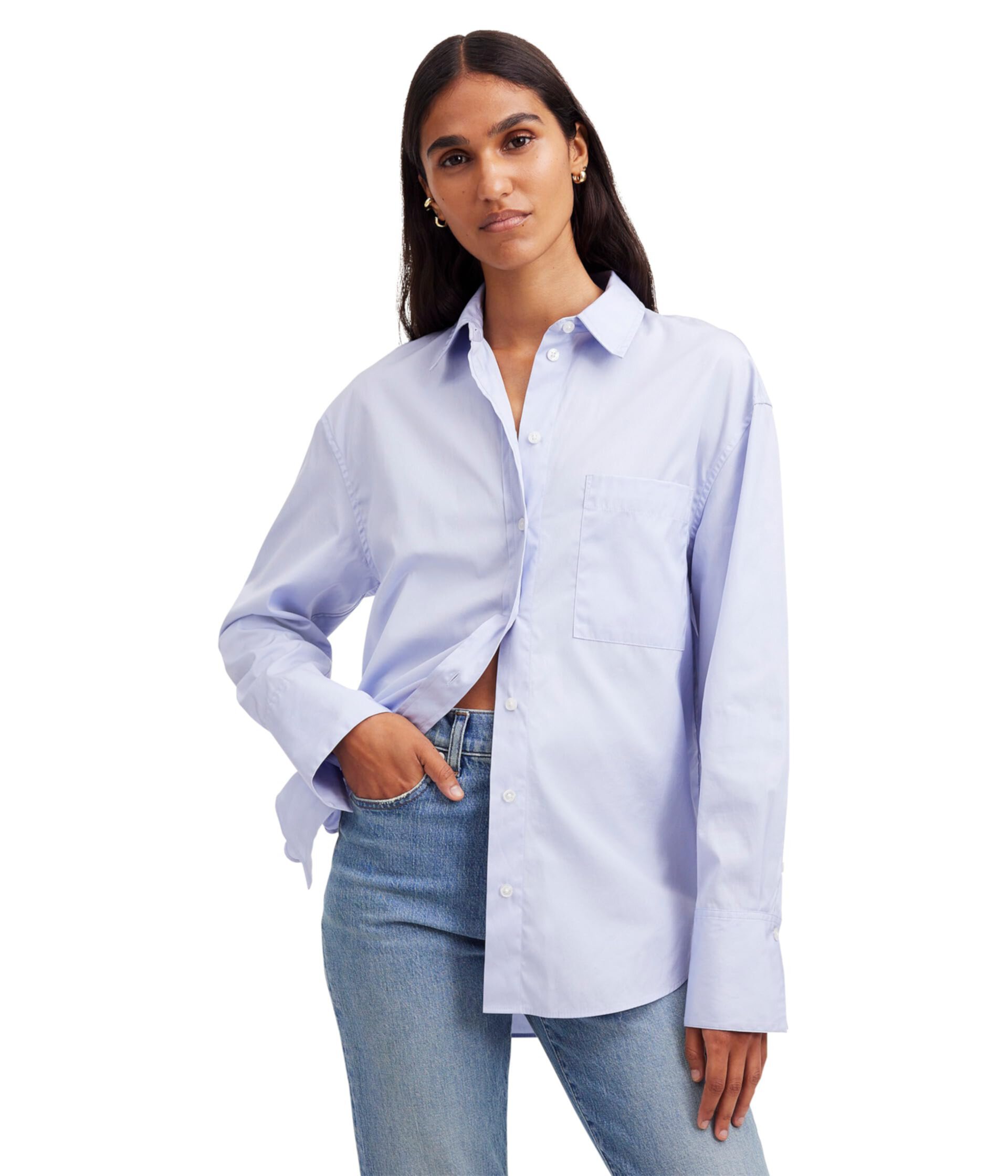 Женская Повседневная рубашка Madewell Relaxed Shirt - Midweight Poplin Everf Madewell