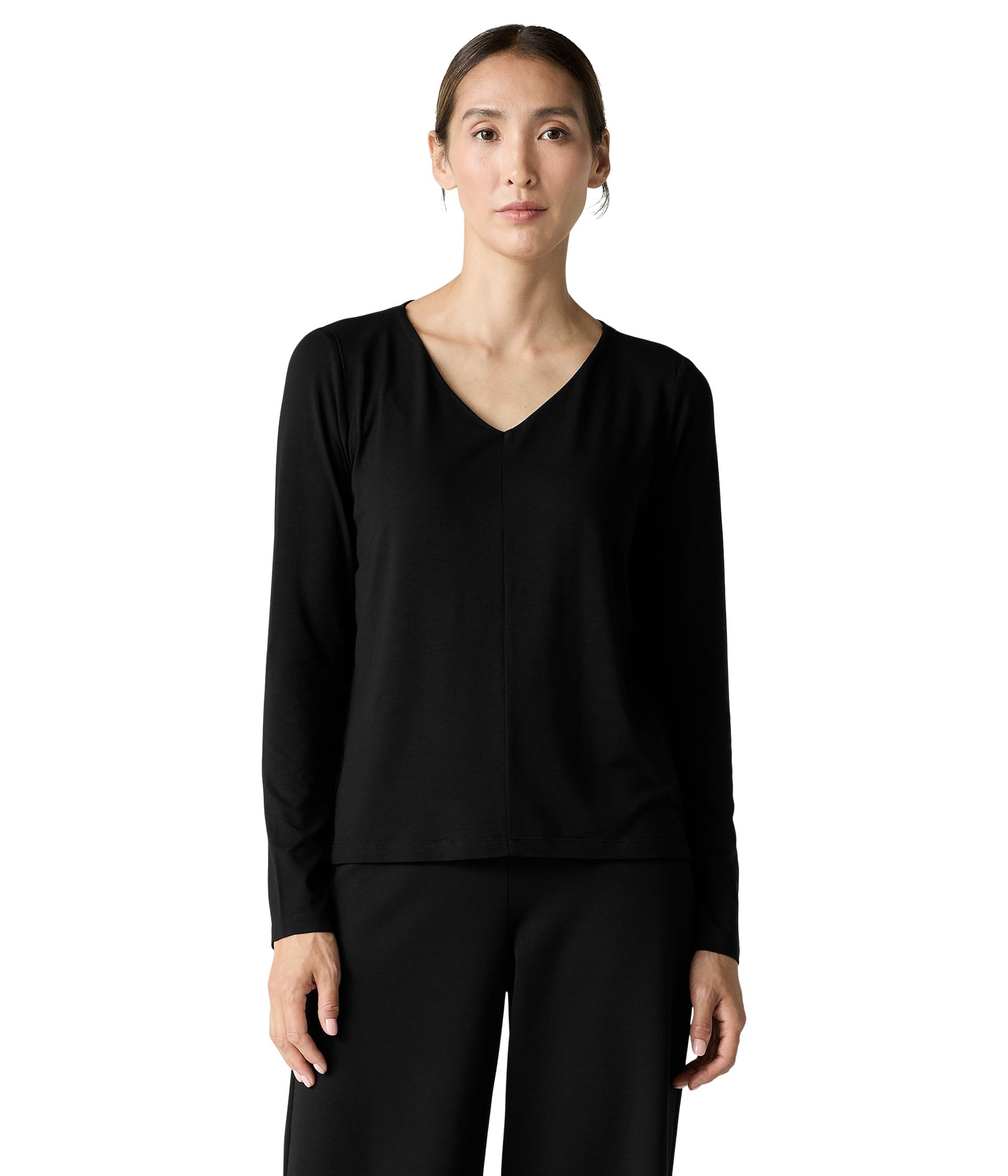 Блузка Eileen Fisher из TENCEL™ с длинными рукавами и V-образным вырезом Eileen Fisher