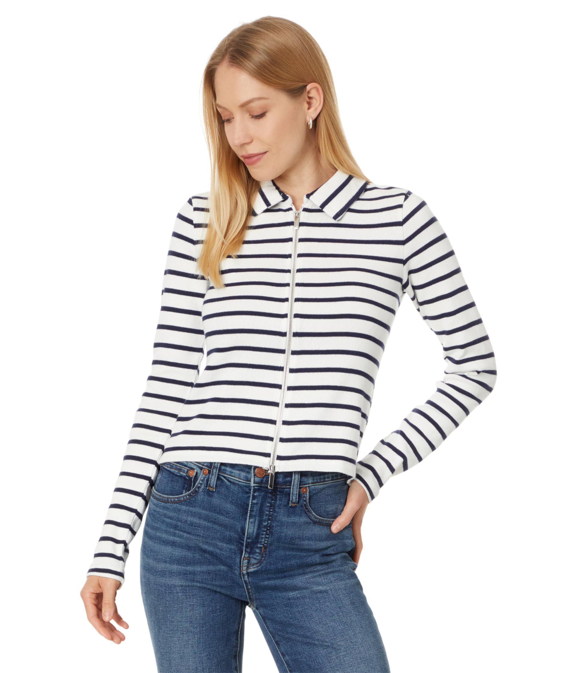 Женская Блузка Madewell Grill Long Sleeve Zip Top Stripe Madewell