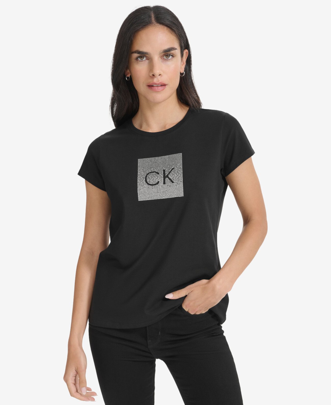 Женская Футболка Calvin Klein С Металлическим Логотипом Calvin Klein