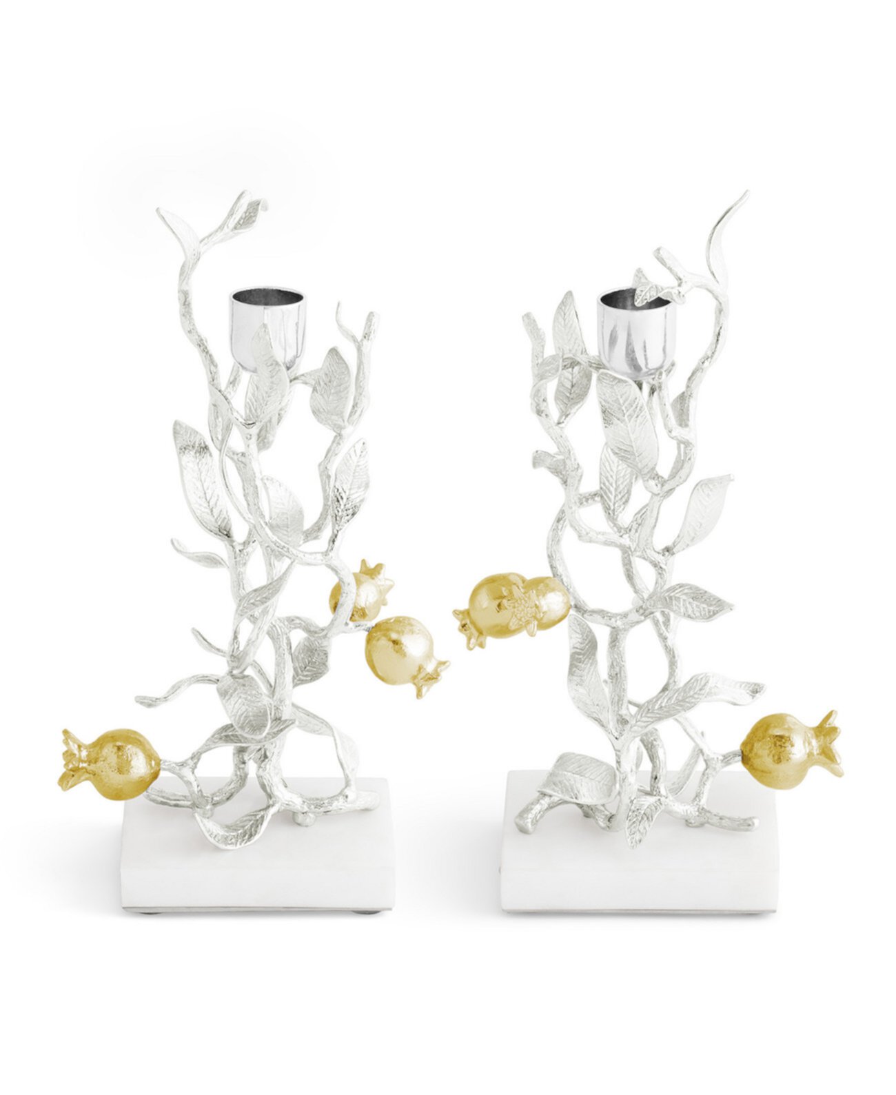 Pomegranate Silver and Gold Candleholders, Set of 2 MICHAEL ARAM