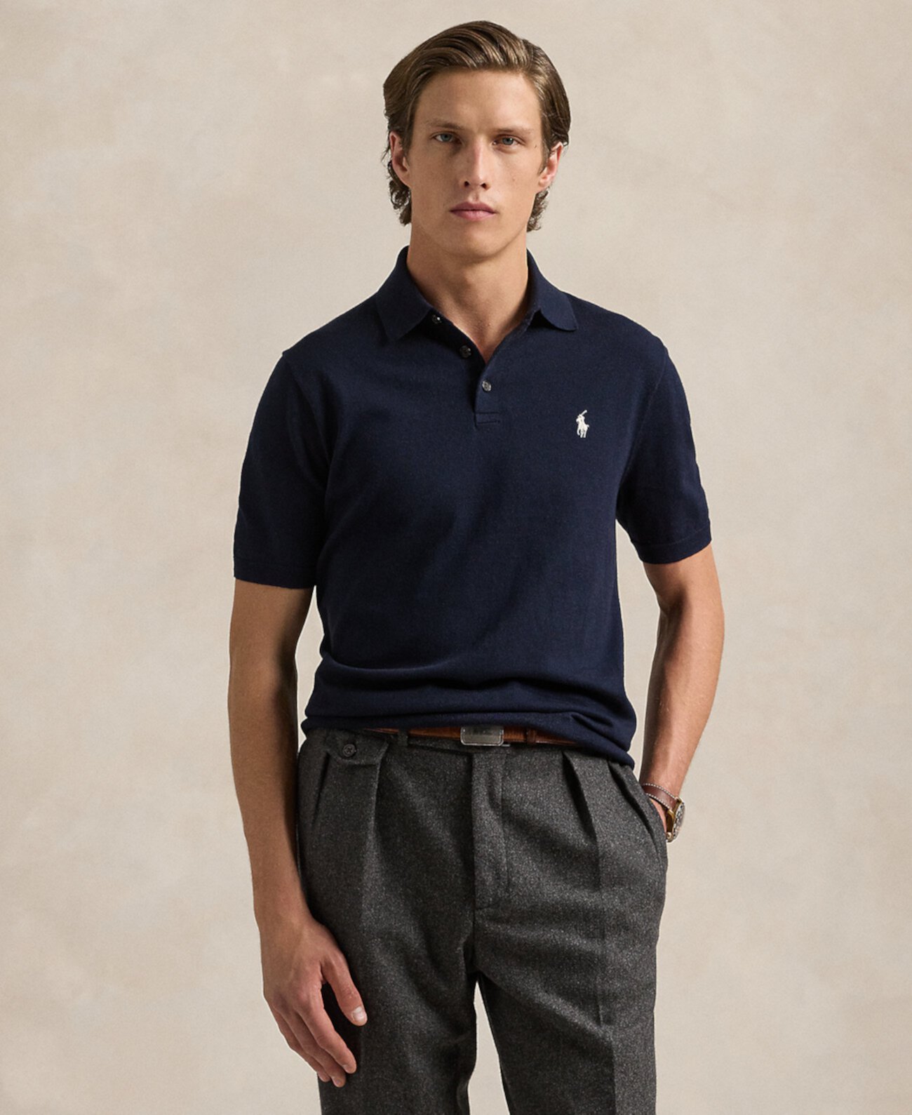 Мужской хлопковый свитер-поло с коротким рукавом, Polo Ralph Lauren Polo Ralph Lauren