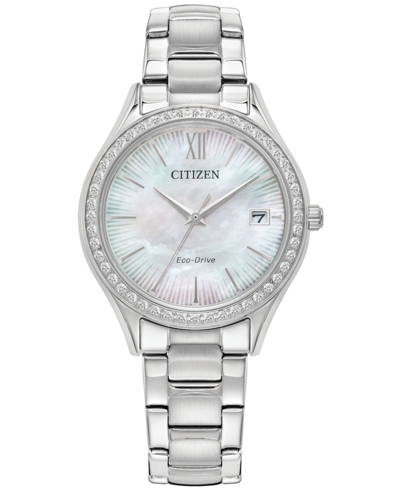 Eco-Drive Women's Crystal Stainless Steel Bracelet Watch  34mm Citizen