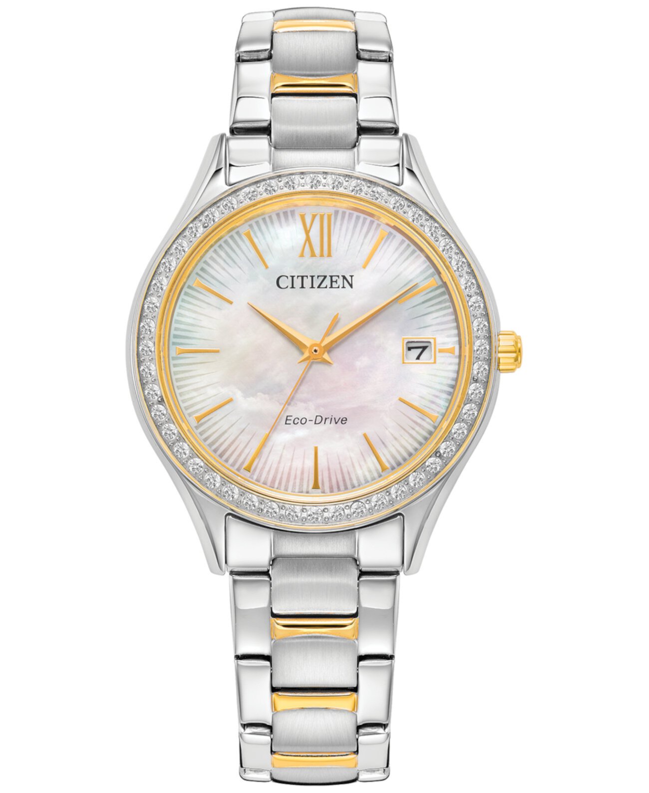 Eco-Drive Women's Crystal Two-Tone Stainless Steel Bracelet Watch 34mm Citizen