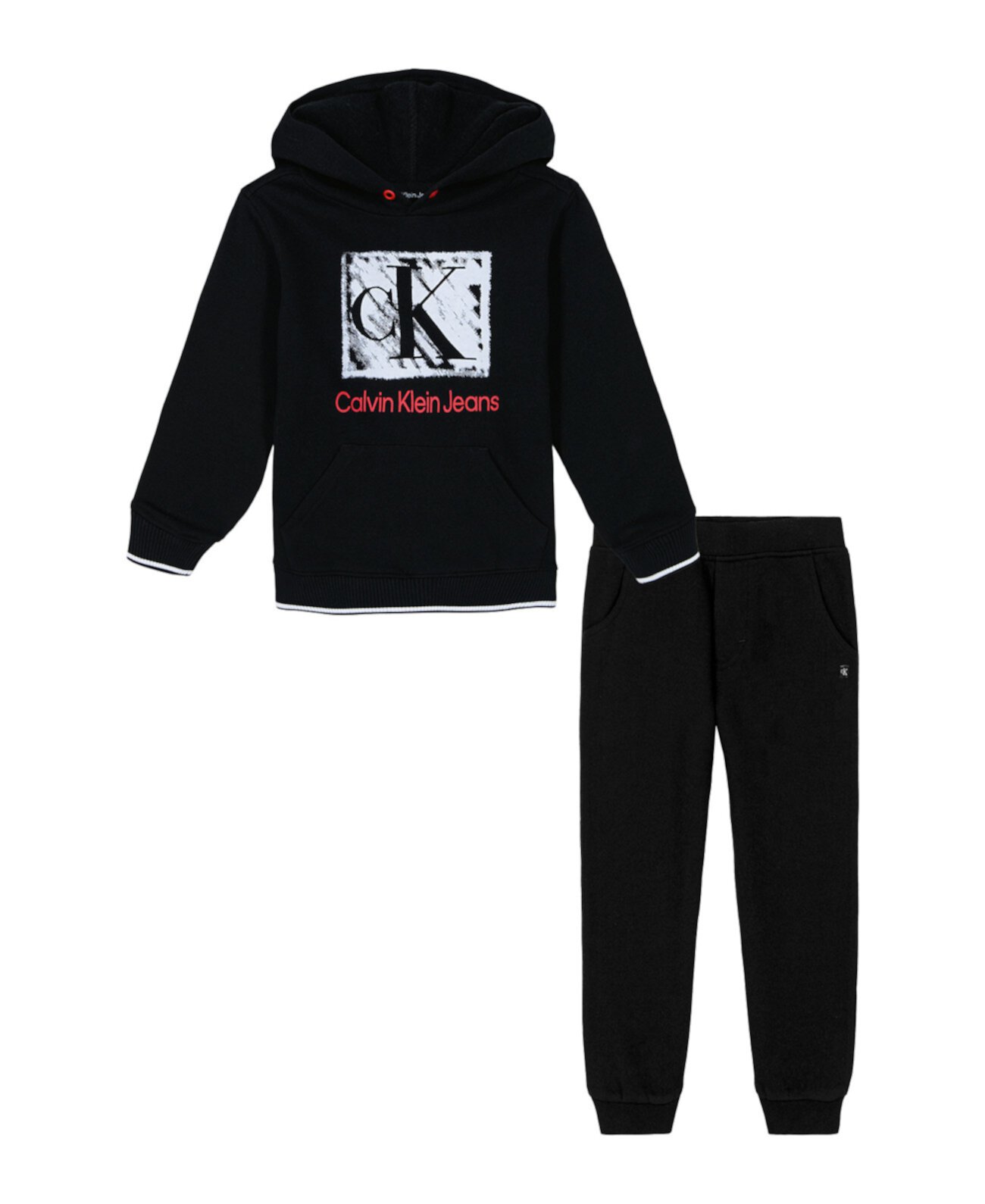 Мальчиковый Комплект Одежды Calvin Klein Monogram Logo Fleece Hoodie Joggers 2-Piece Set Calvin Klein