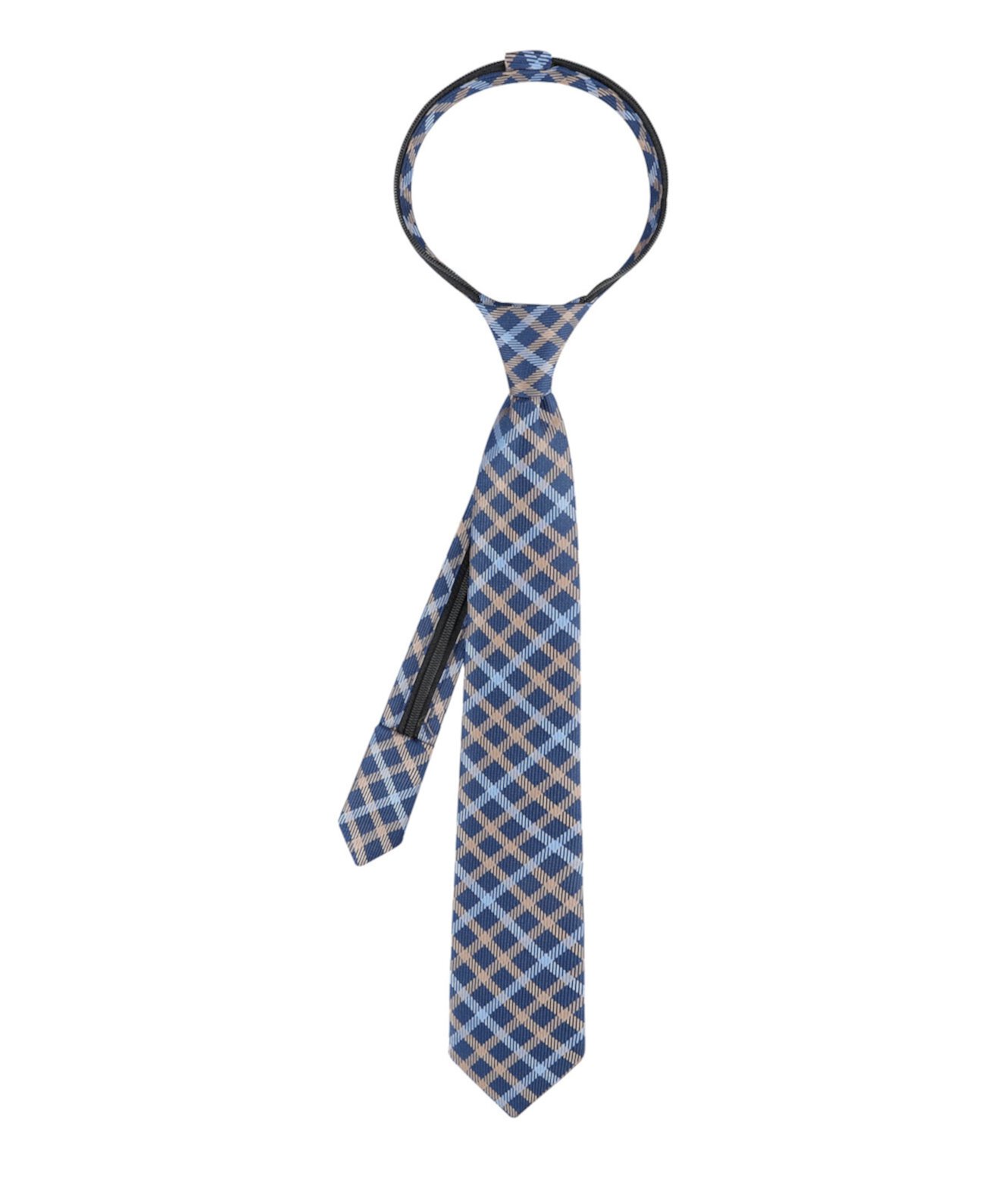 Boys Madison Grid Check Pre-Tied Zipper Necktie Tommy Hilfiger