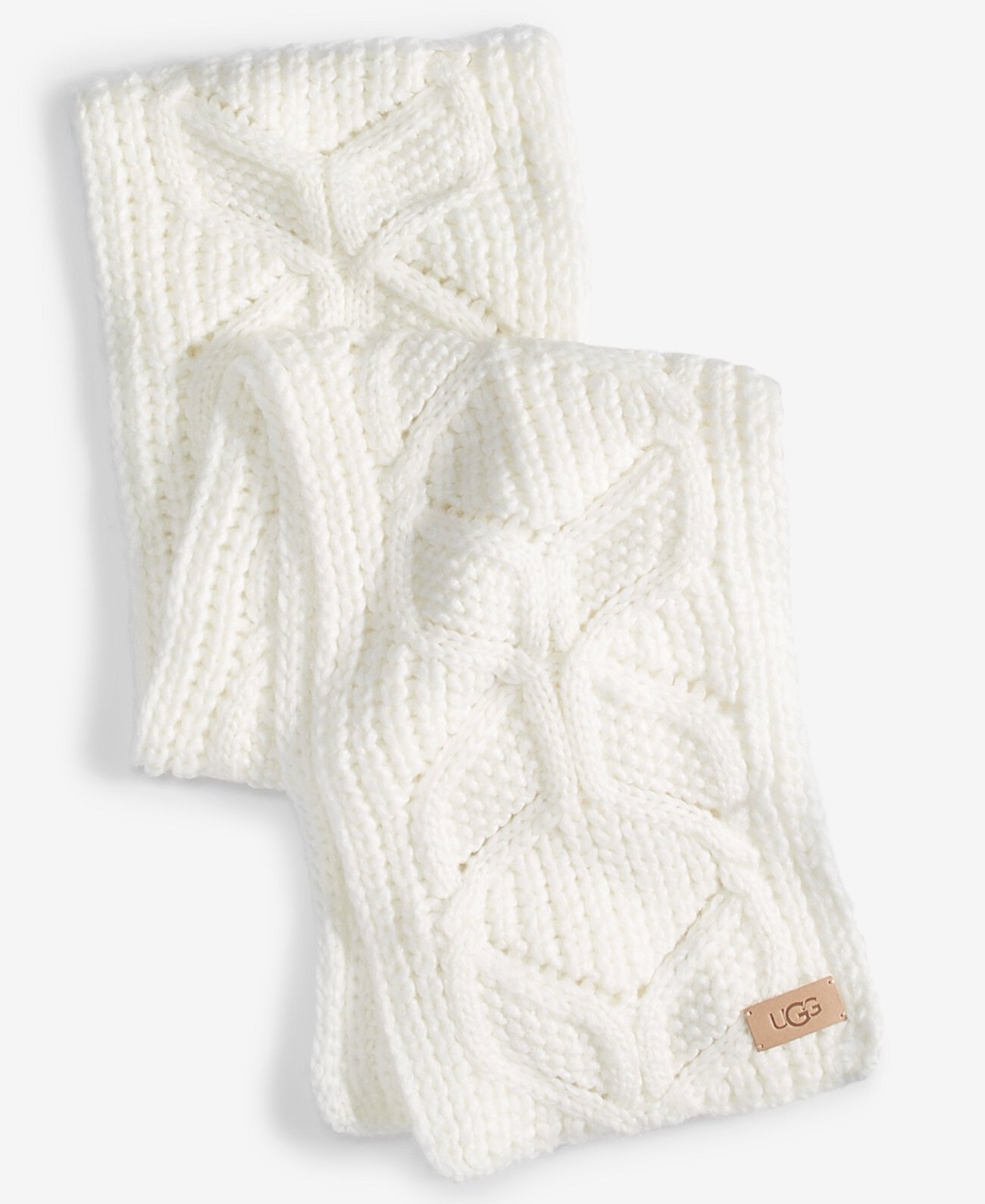 Длинный шарф UGG Rib Edge & Logo Patch Solid Cable Knit UGG