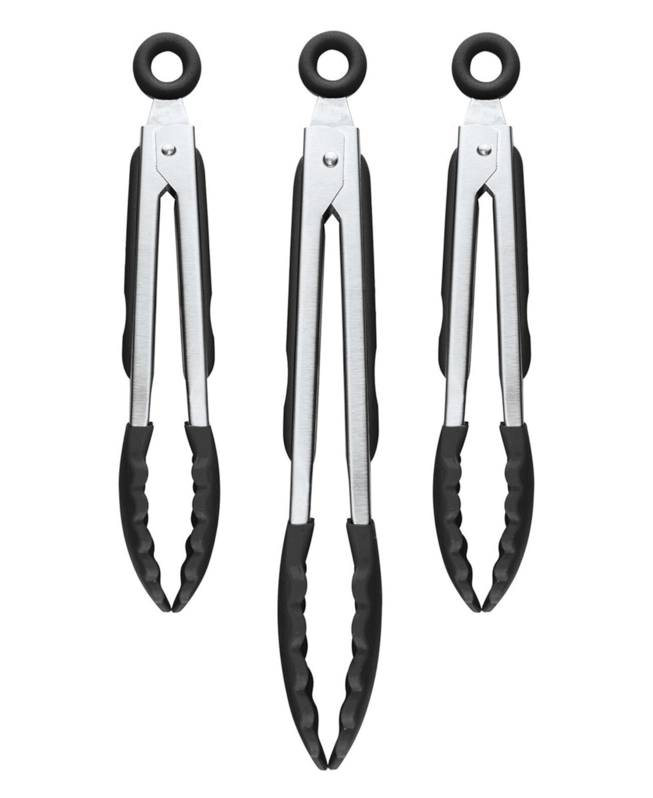 9", 9" 12" Stainless Steel Silicone Tongs, Set of 3 Tovolo