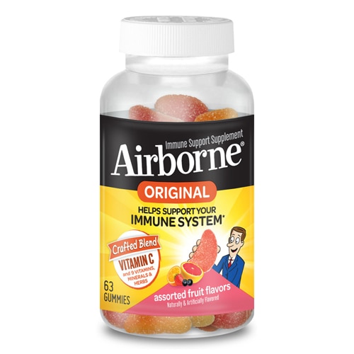 Gummies (Жевательные конфеты) Assorted Fruit Vitamin C & E Zinc Immune Support -- 63 Gummies AirBorne