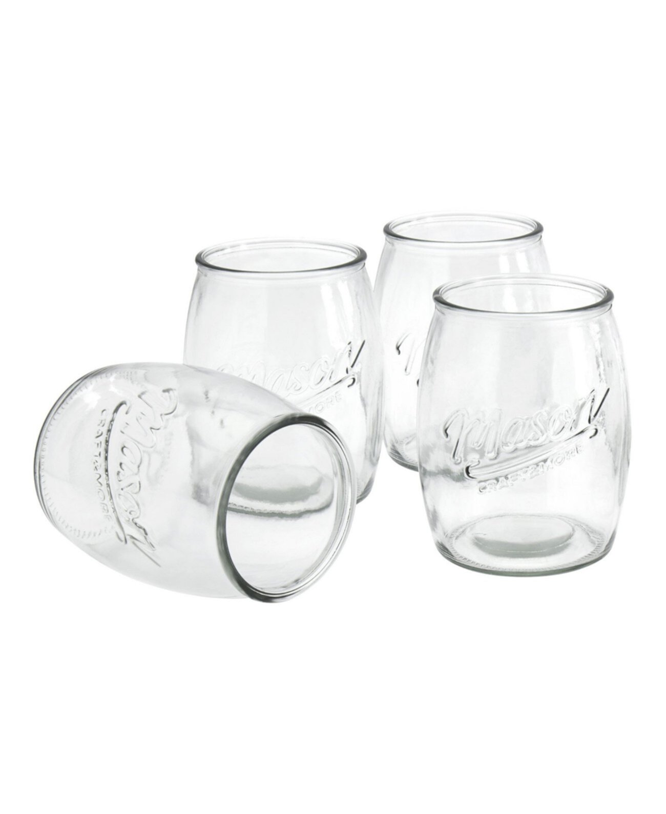 Glass Belly Shaped Jars, 4-piece Mason Craft & More