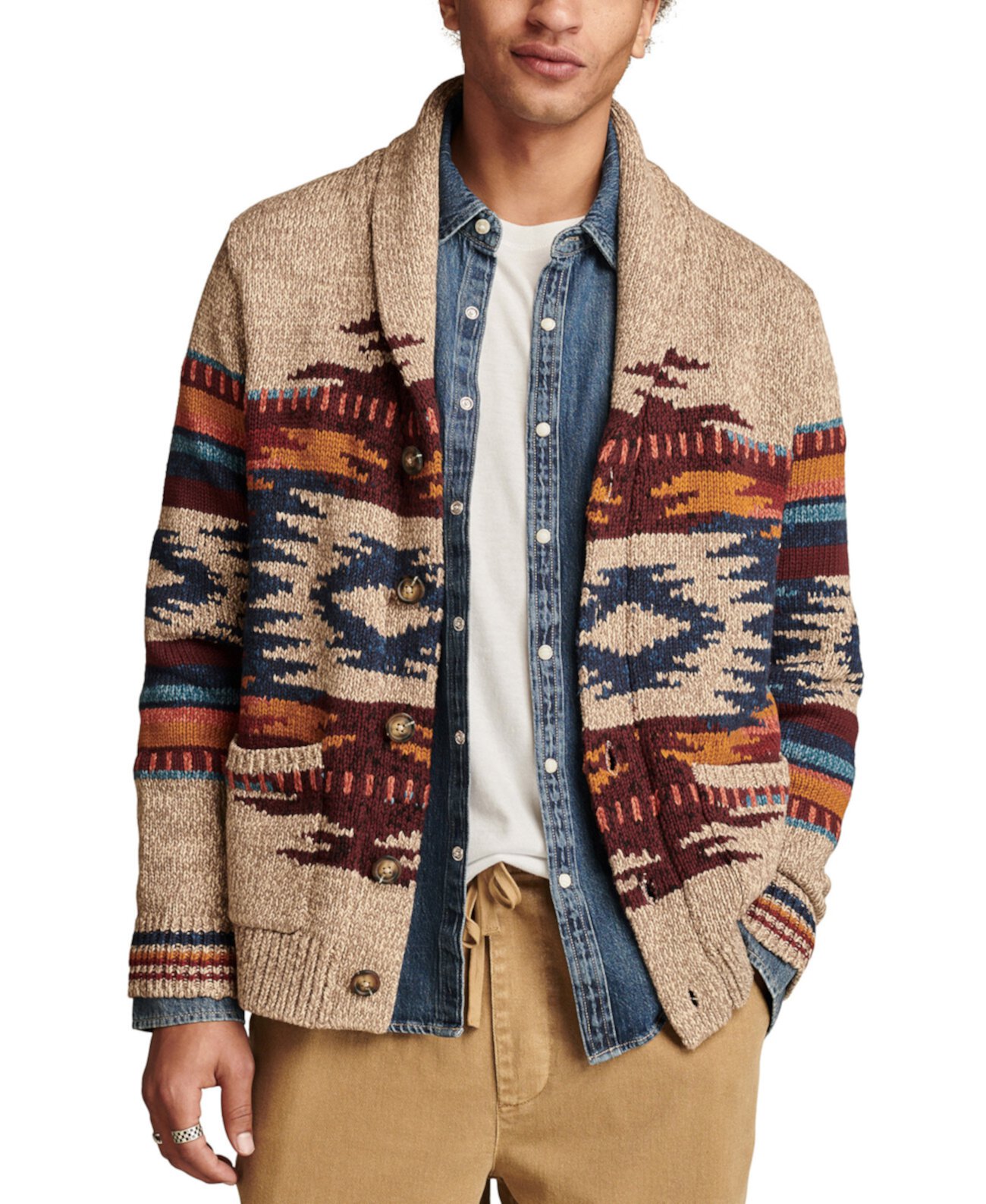 Мужской Свитер Lucky Brand Southwestern с Шалевым Воротником Lucky Brand