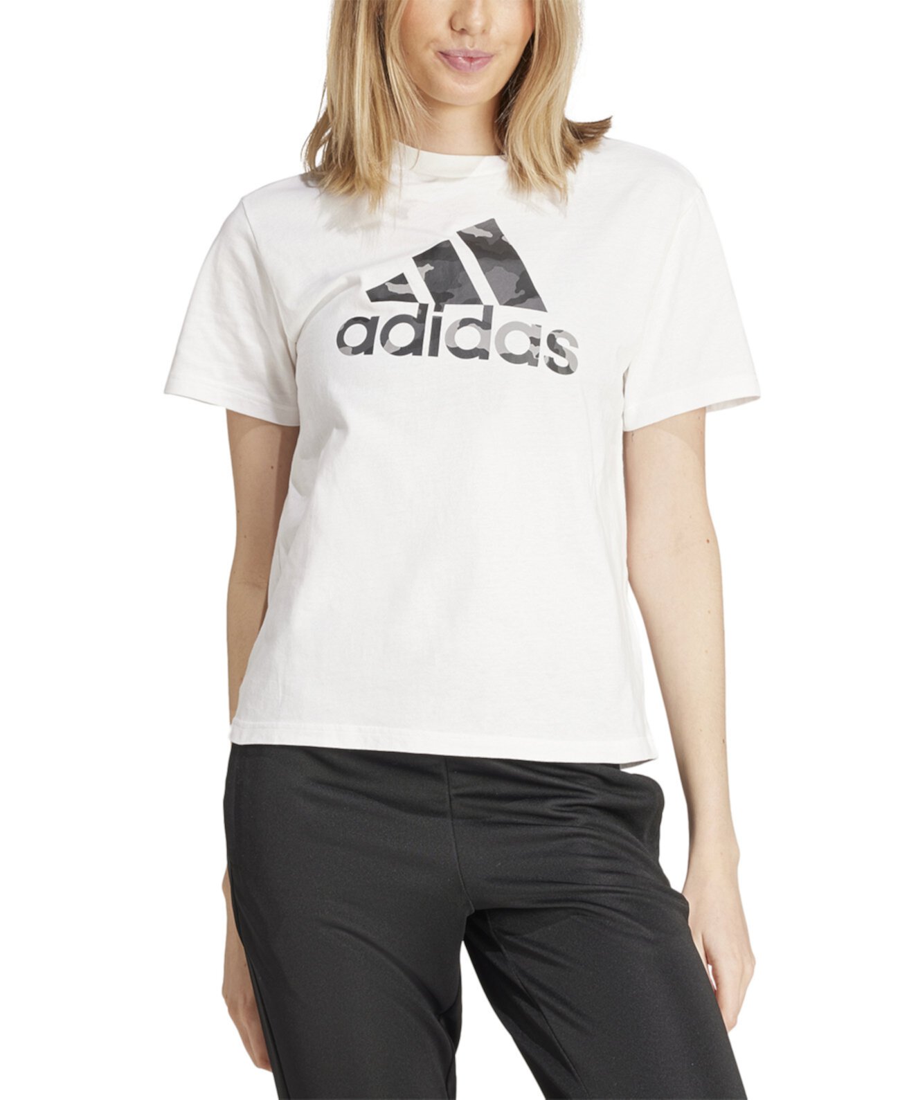 Women's Camo Logo Crewneck Cotton T-Shirt Adidas