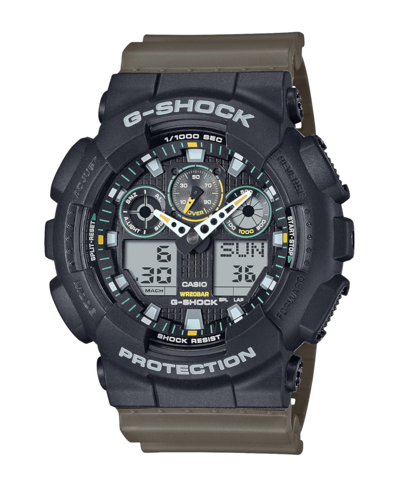 Men's Japanese Quartz Black Resin Watch, 51.2mm, GA100TU-1A3 G-Shock