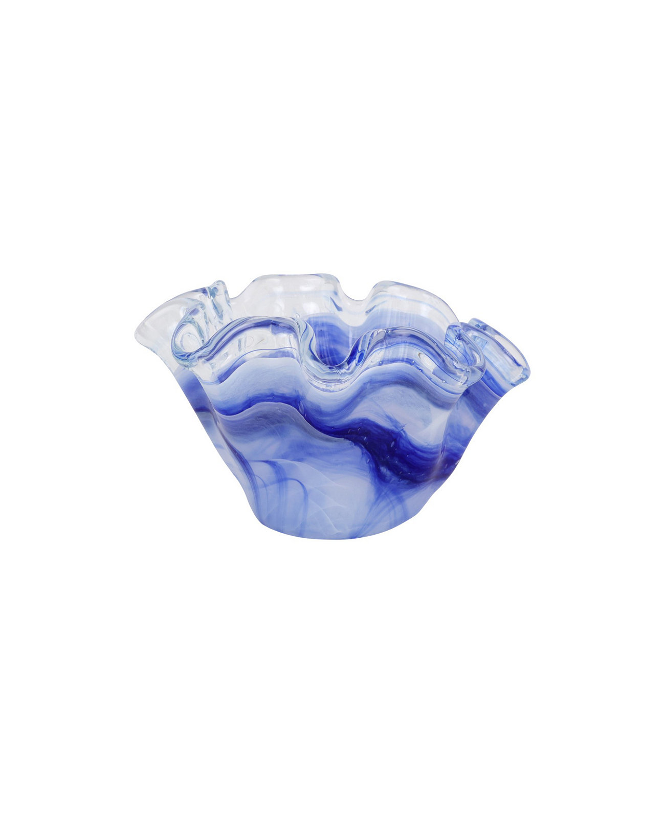 Onda Glass Cobalt Petite Ruffled Bowl VIETRI