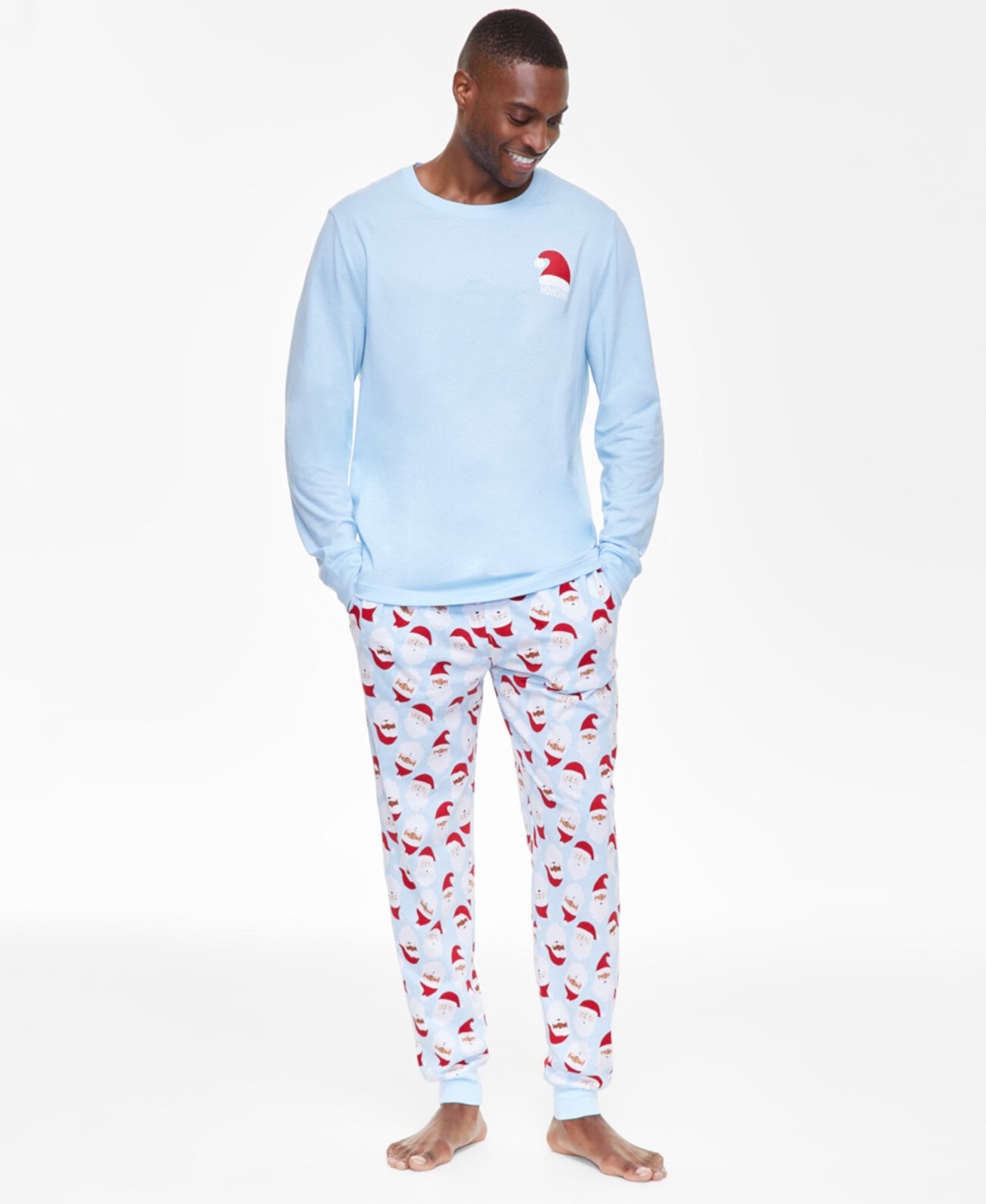 Men's 2-Pc. Santa Toss Mix It Cotton Matching Family Christmas Pajamas, Created for Macy's Holiday Lane