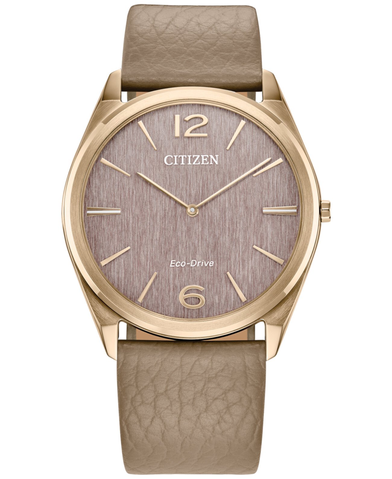 Смарт часы Citizen Eco-Drive с бежевым кожаным ремешком 38mm Citizen