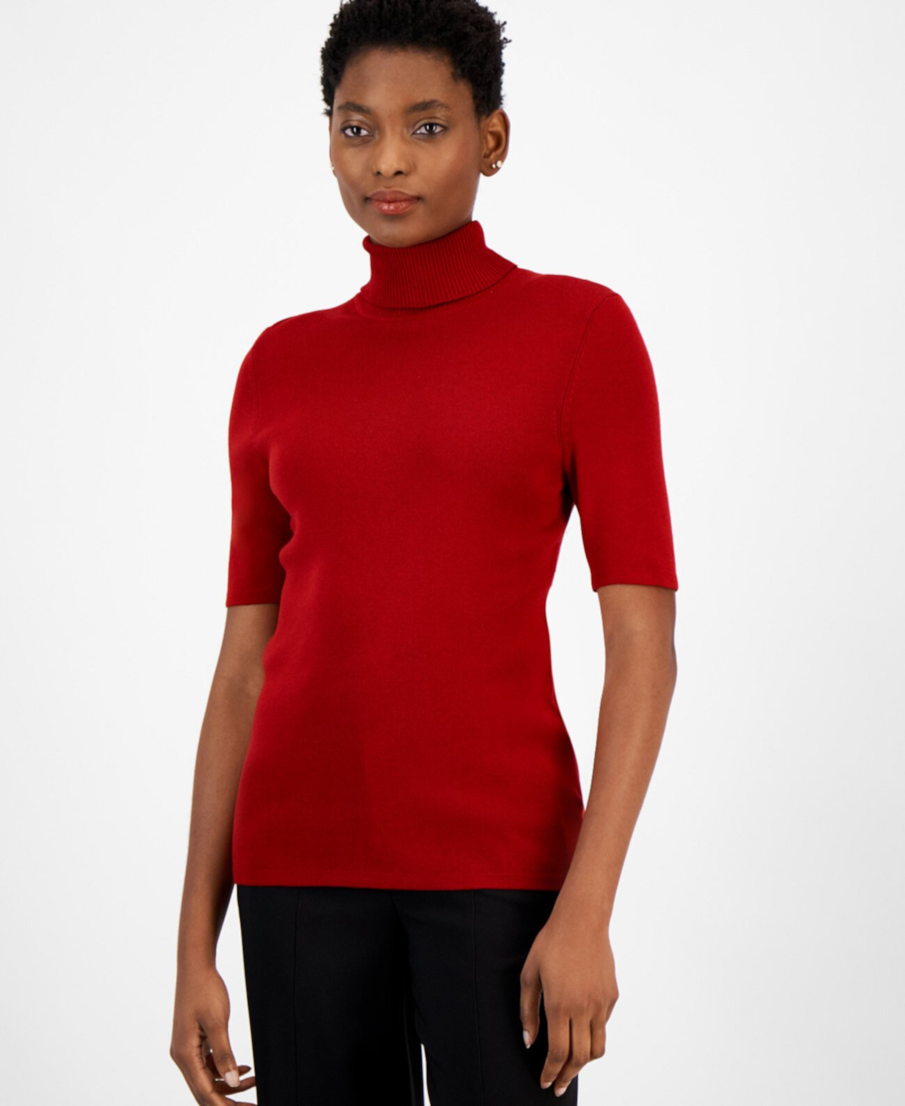 Женский Пуловер Anne Klein Petite Solid Half-Sleeve Turtleneck Anne Klein