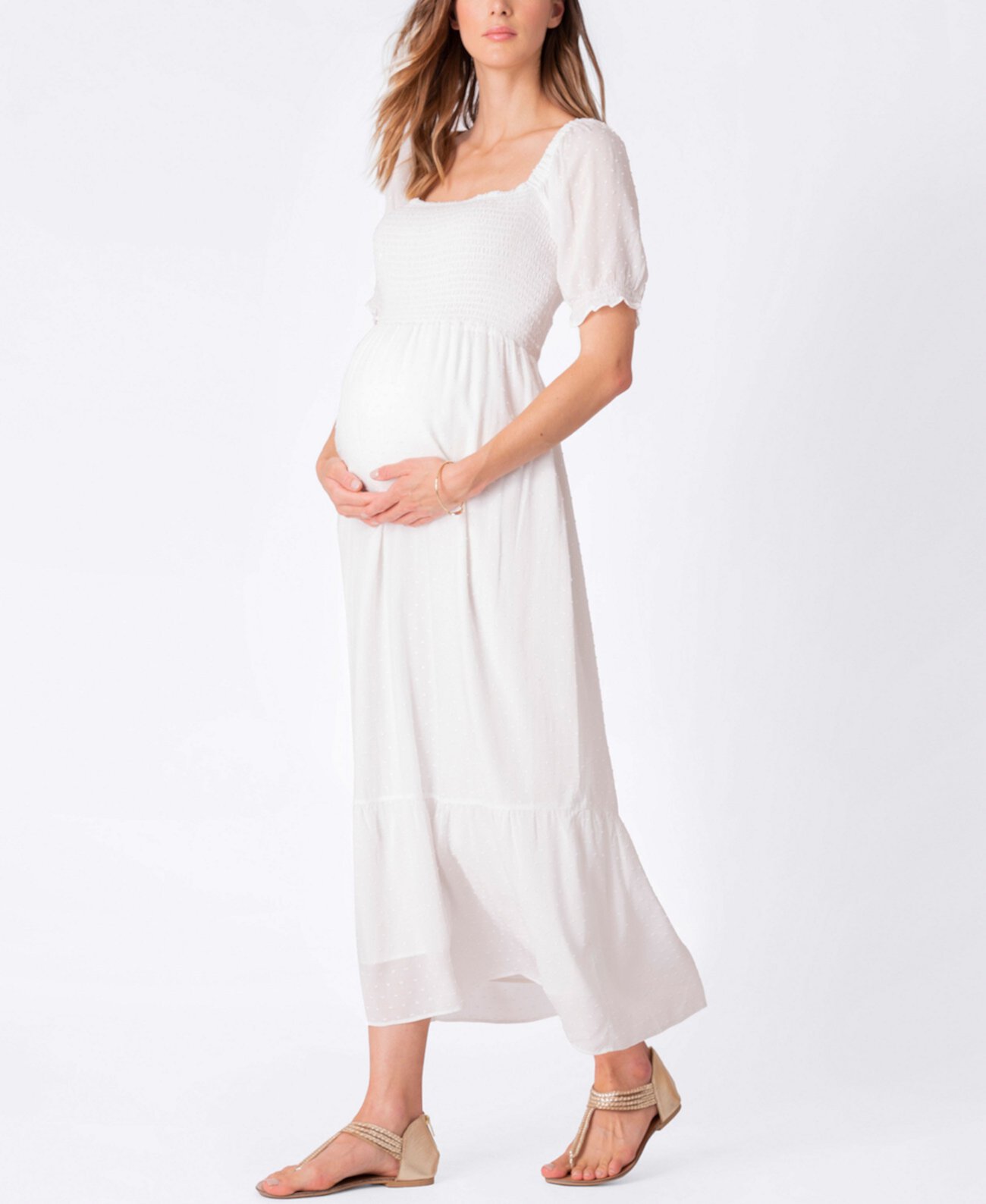 Women's Shirred Maternity Maxi Dress, Including Petites Sizing Seraphine