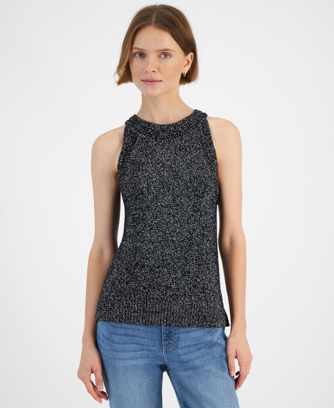 Women's Metallic Sleeveless Sweater Tommy Hilfiger