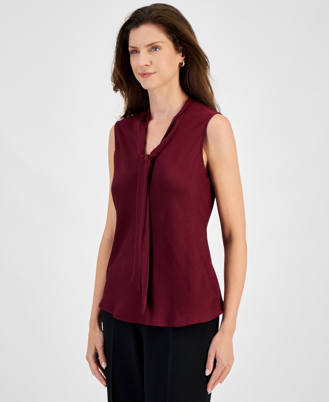 Женская Блузка Kasper Petite Tie-Neck Sleeveless Kasper