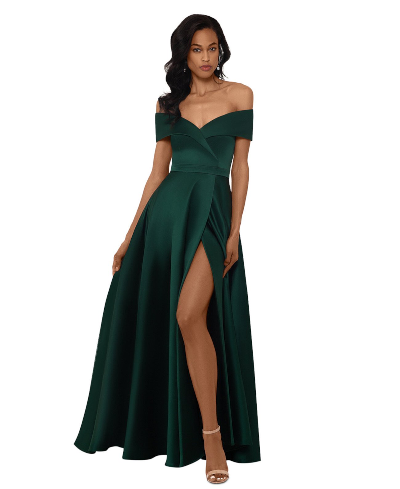 Женское Платье XSCAPE Petite Off-The-Shoulder Satin Ball Gown XSCAPE