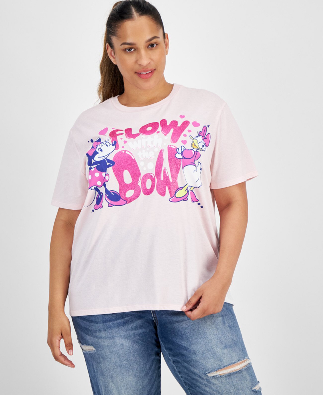 Женская Футболка Disney Trendy Plus Size Flow With The Bow Minnie Daisy Graphic Disney