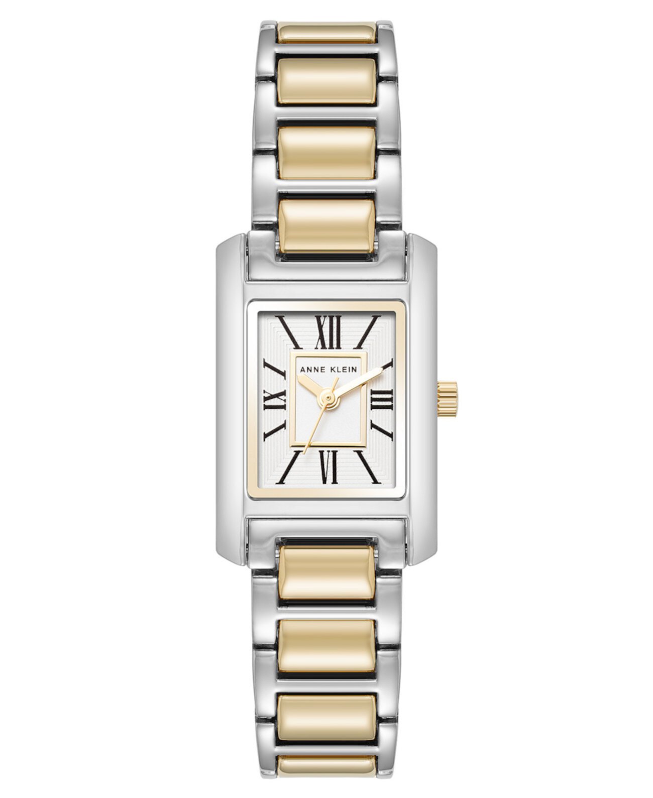 Women's Quartz Classic Rectangular Roman Numeral Two-Tone Alloy Metal Watch, 20mm Anne Klein