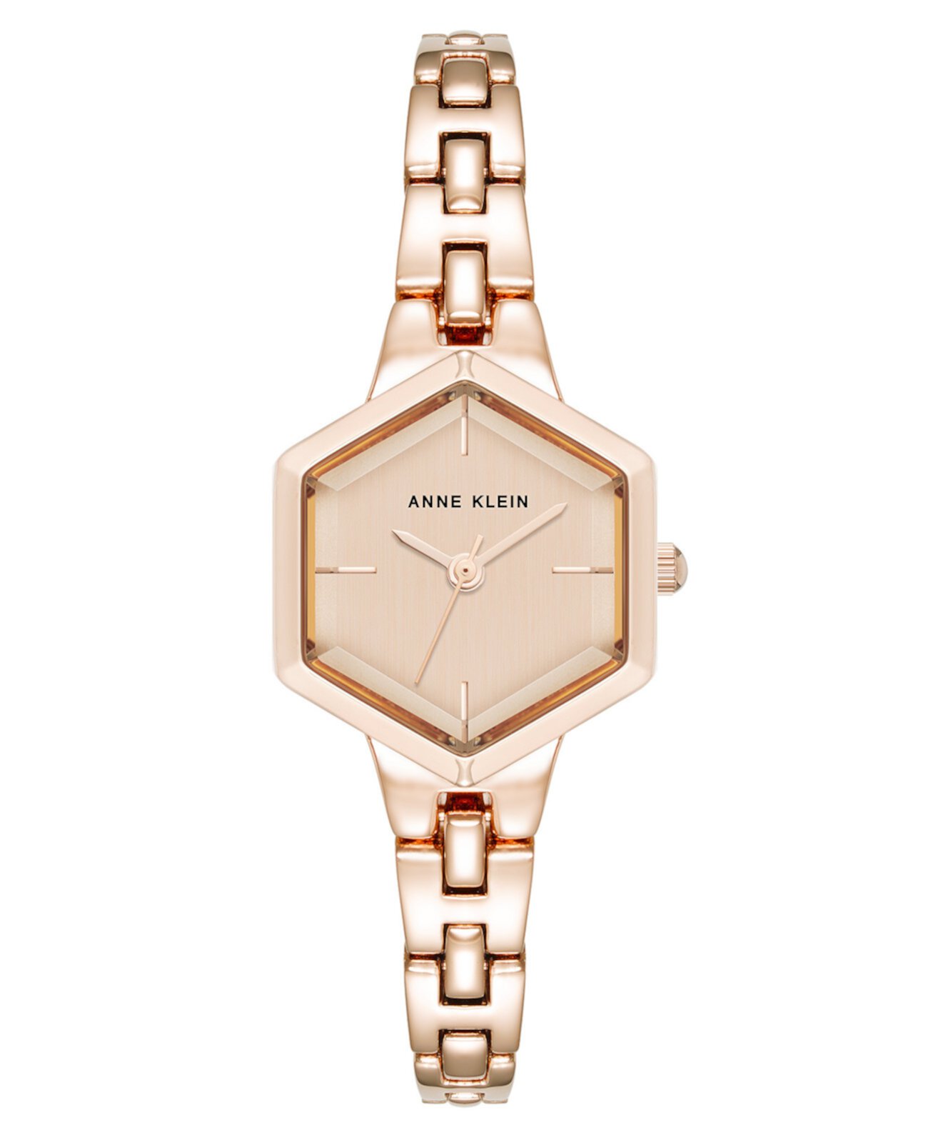 Women's Quartz Petite Hexagonal Rose Gold-Tone Alloy Metal Bracelet Watch, 21mm Anne Klein