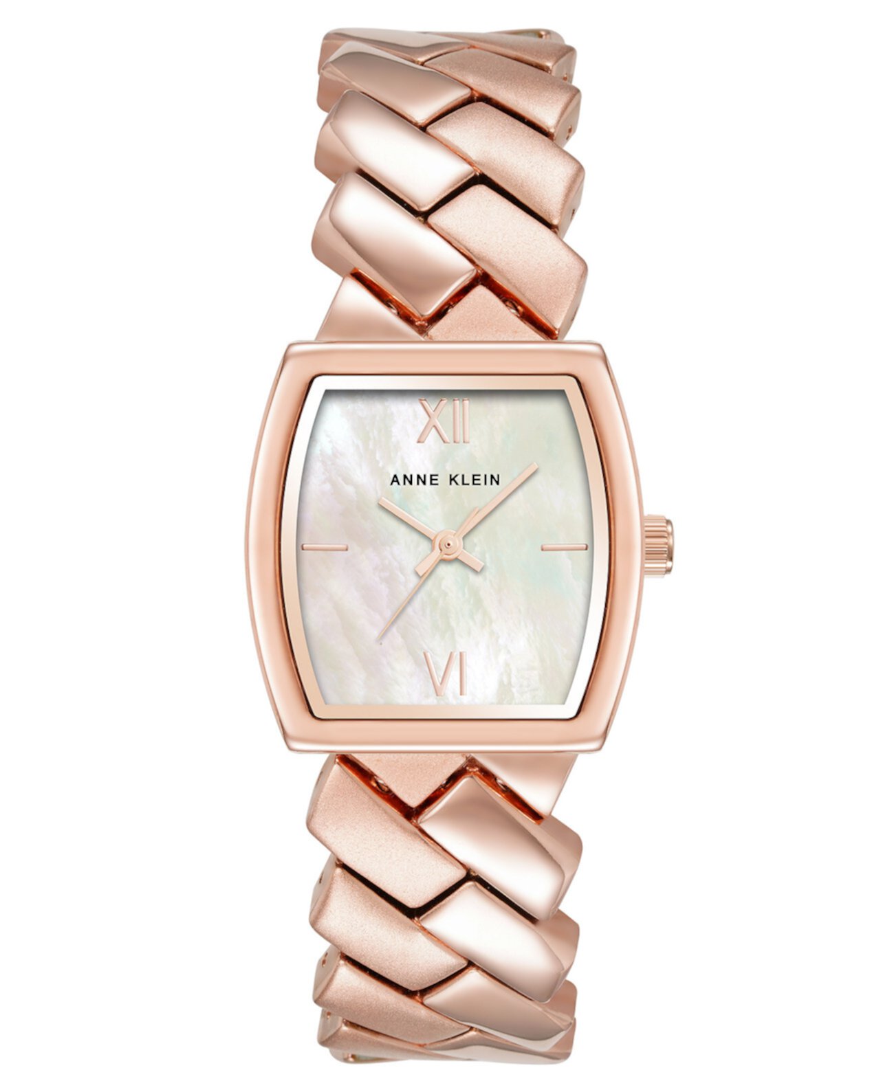 Women's Quartz Herringbone Rose Gold-Tone Alloy Metal Bracelet Watch, 26mm Anne Klein