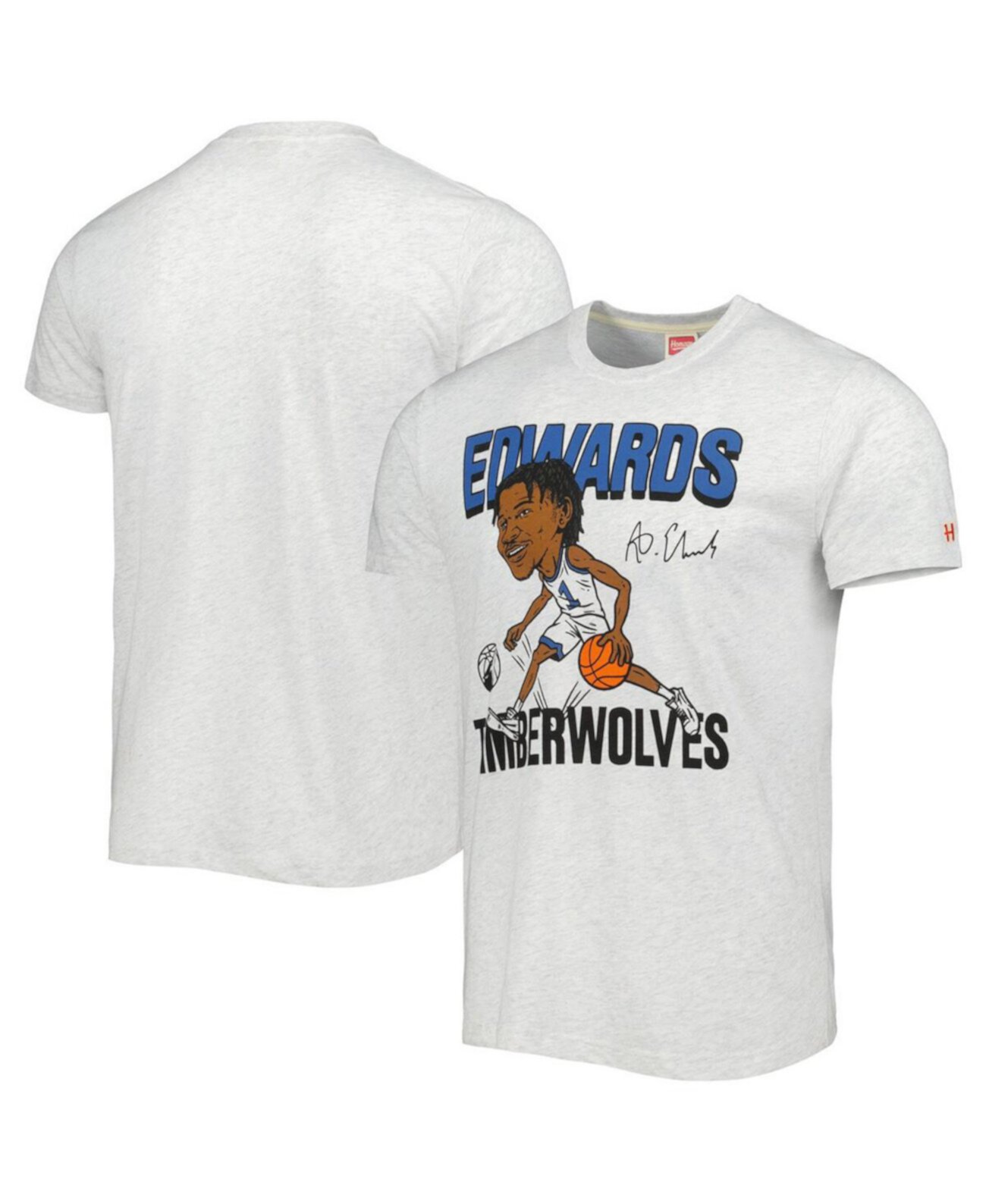 Мужская Джерси Homage Anthony Edwards Ash Minnesota Timberwolves Caricature Tri-Blend Homage