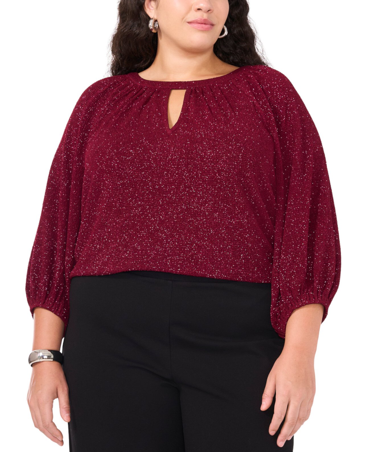 Женская Блузка Vince Camuto Plus Size Glitter-Knit с Вырезом Vince Camuto