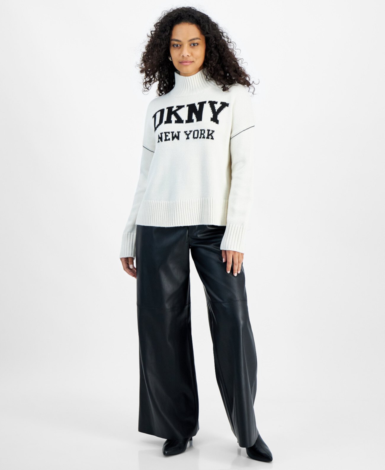 Petite Intarsia Logo Sweater DKNY