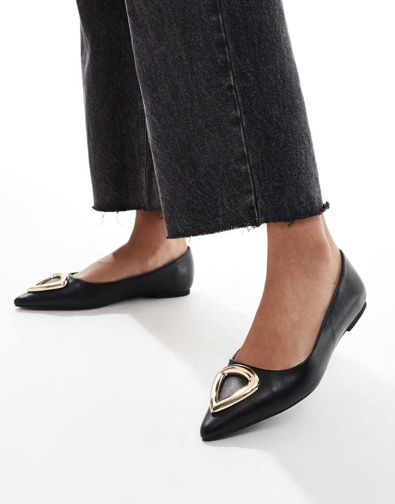 ASOS DESIGN Lennox trim ballet flats in black ASOS DESIGN