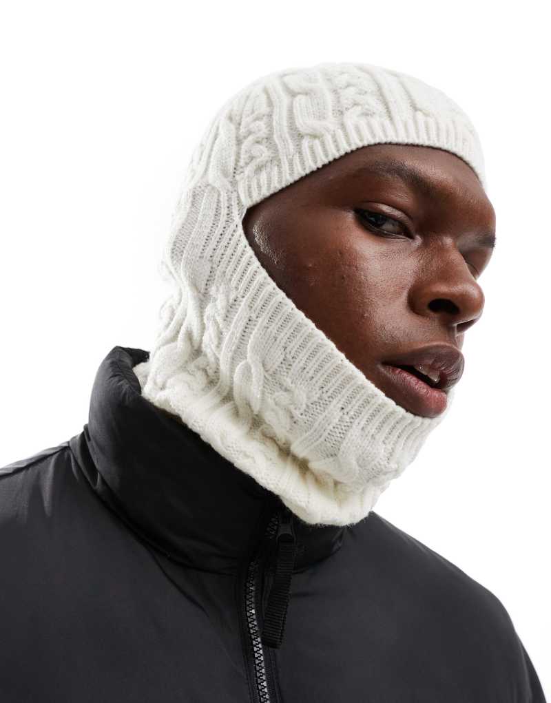 ASOS DESIGN cable knit balaclava in cream ASOS DESIGN