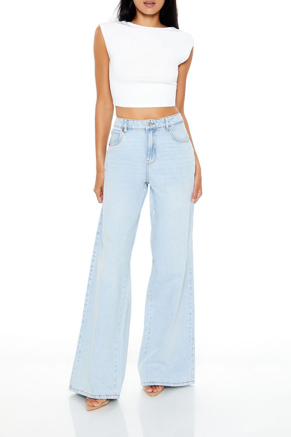 Женские Широкие джинсы FOREVER21 Mid-Rise Baggy Wide-Leg Jeans FOREVER21