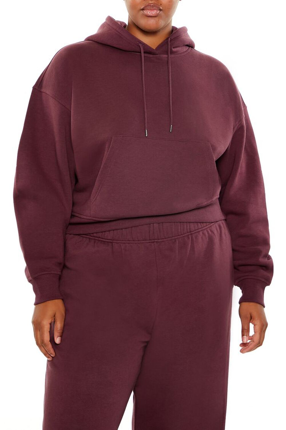 Plus Size Fleece Drawstring Hoodie FOREVER21