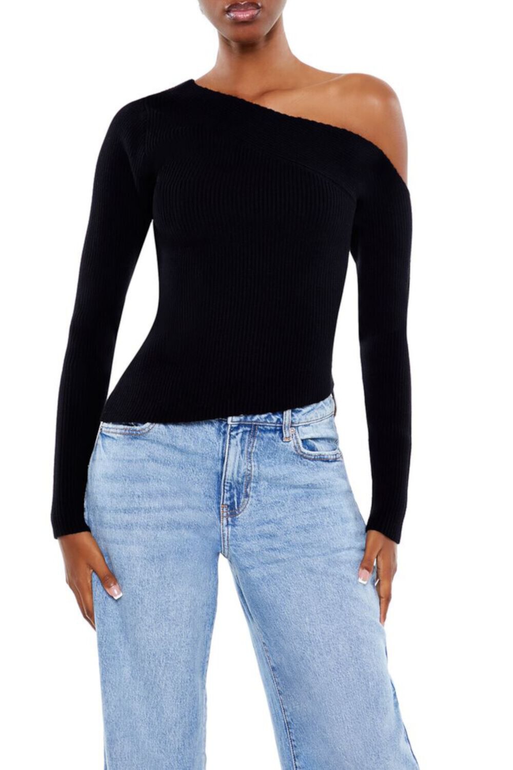 Ribbed Asymmetrical Sweater FOREVER21