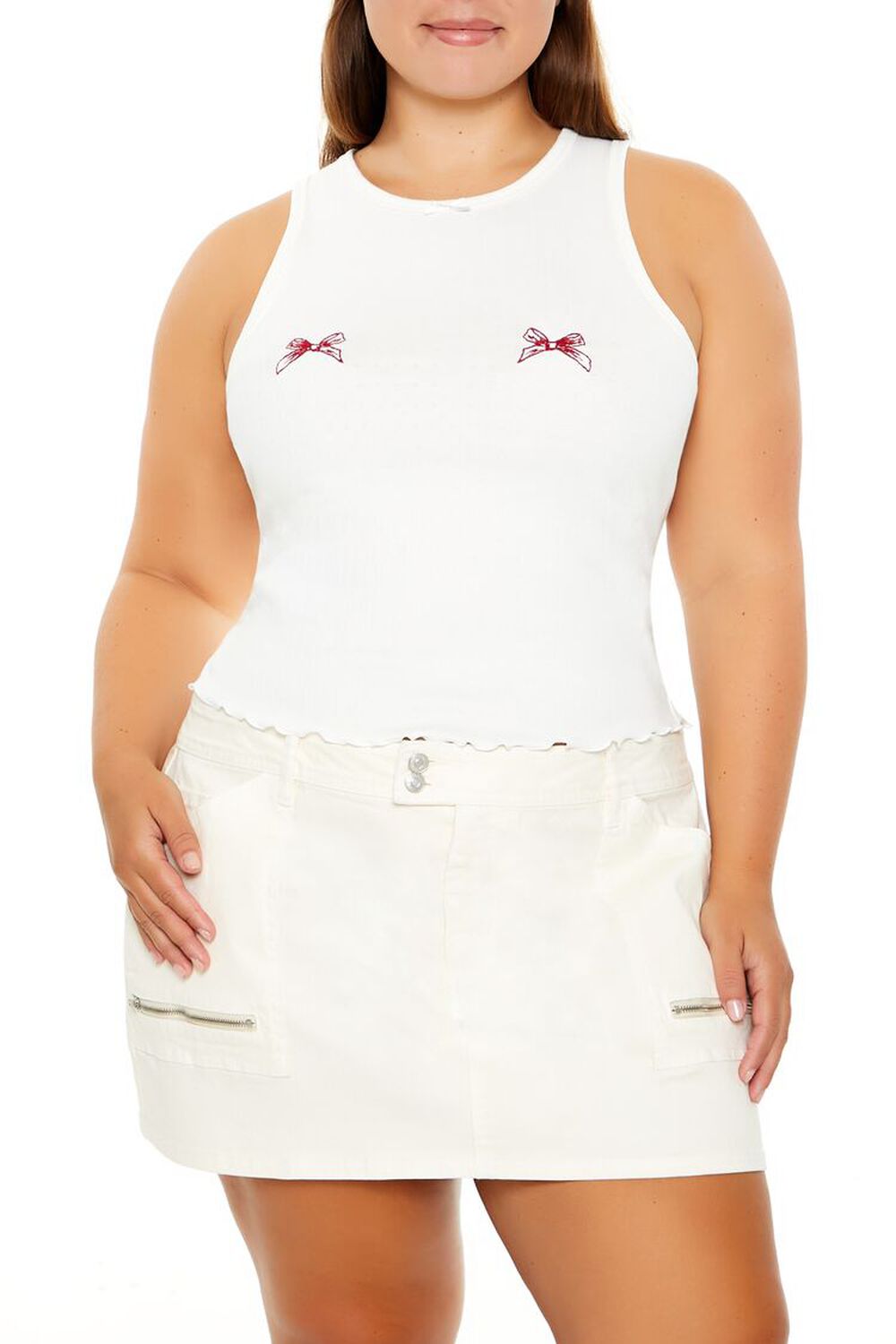 Plus Size Bow Graphic Tank Top FOREVER21