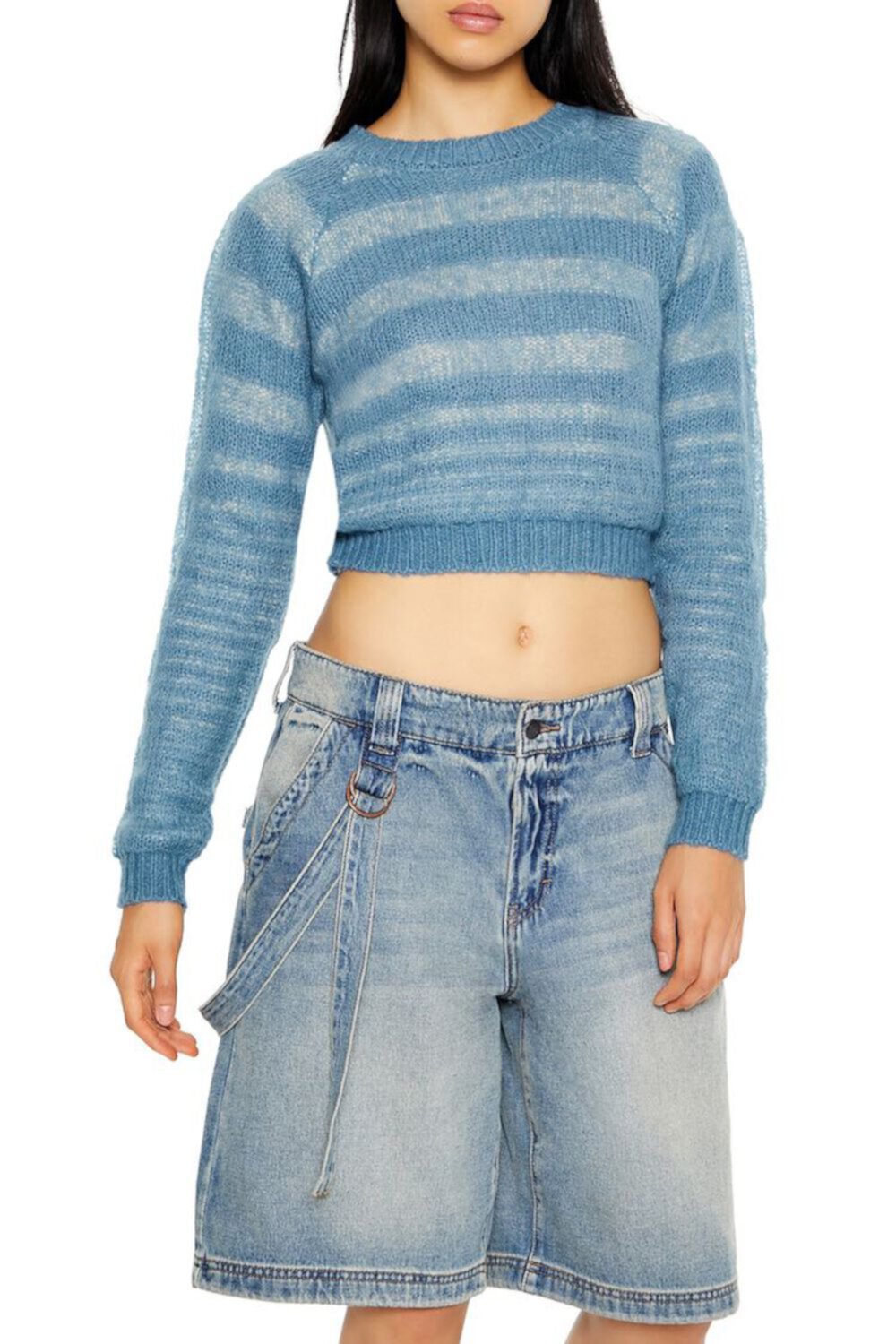 Striped Cropped Sweater FOREVER21